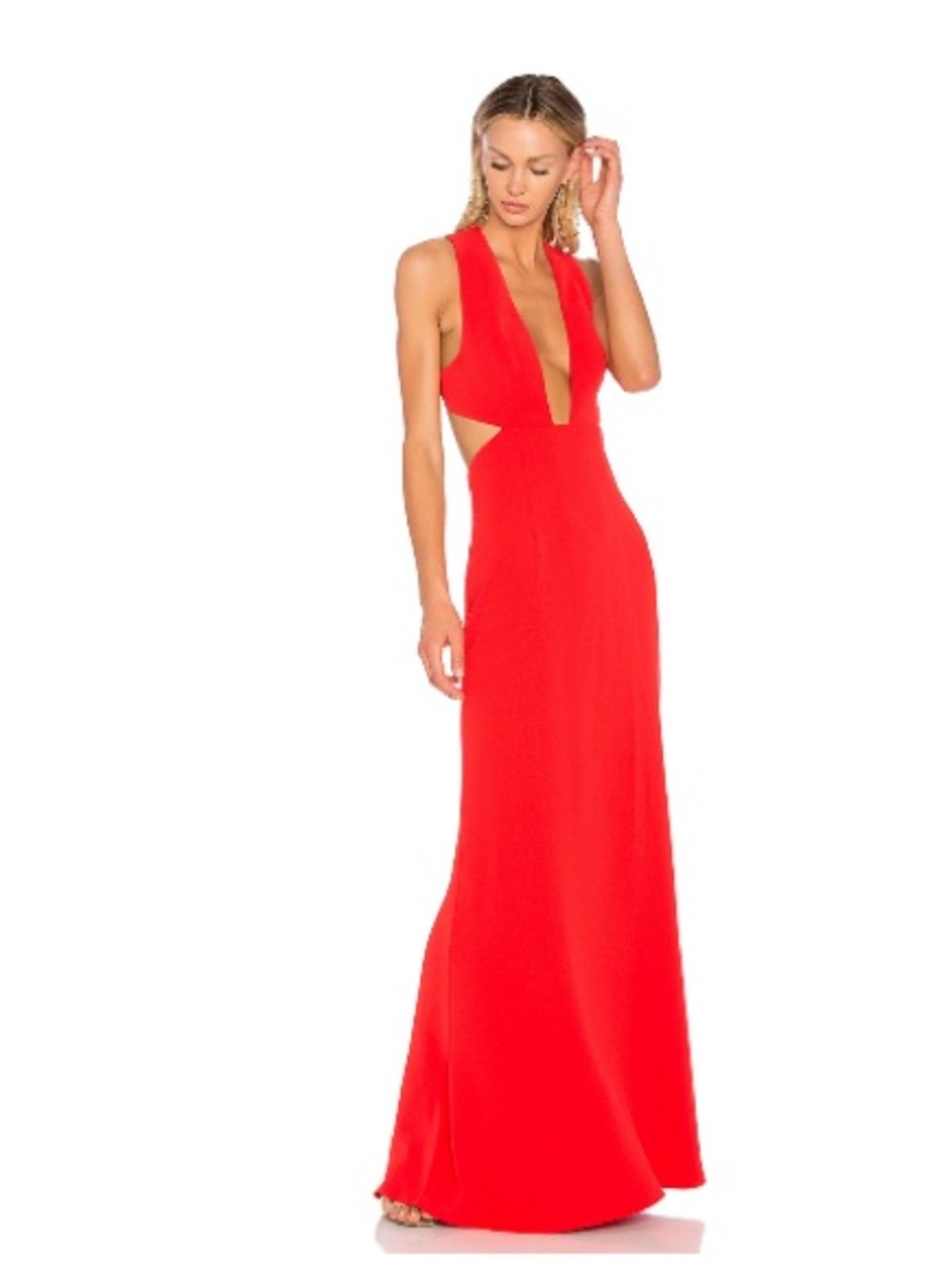 NBD Red Plunge Backless Formal Dress